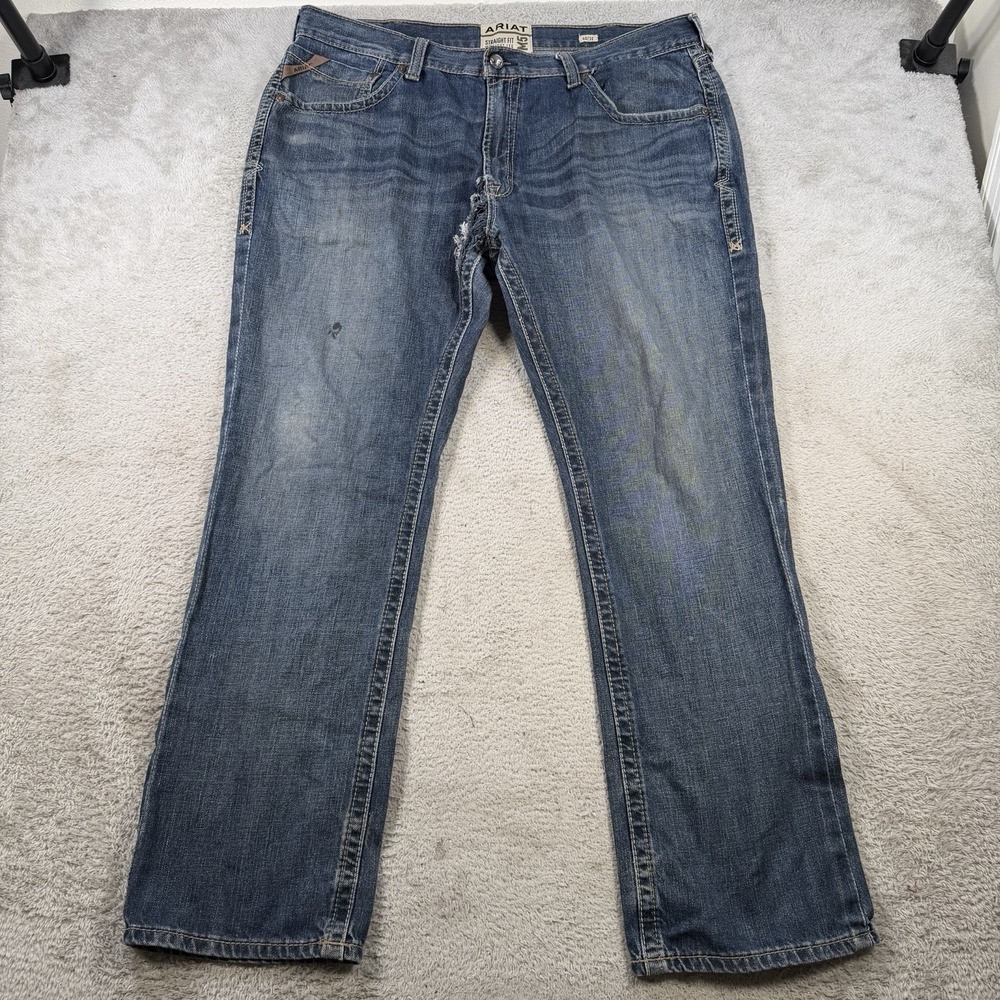 Ariat M5 Jeans Mens 40x32 Blue Denim Straight Leg Cowboy Western Workwear *READ